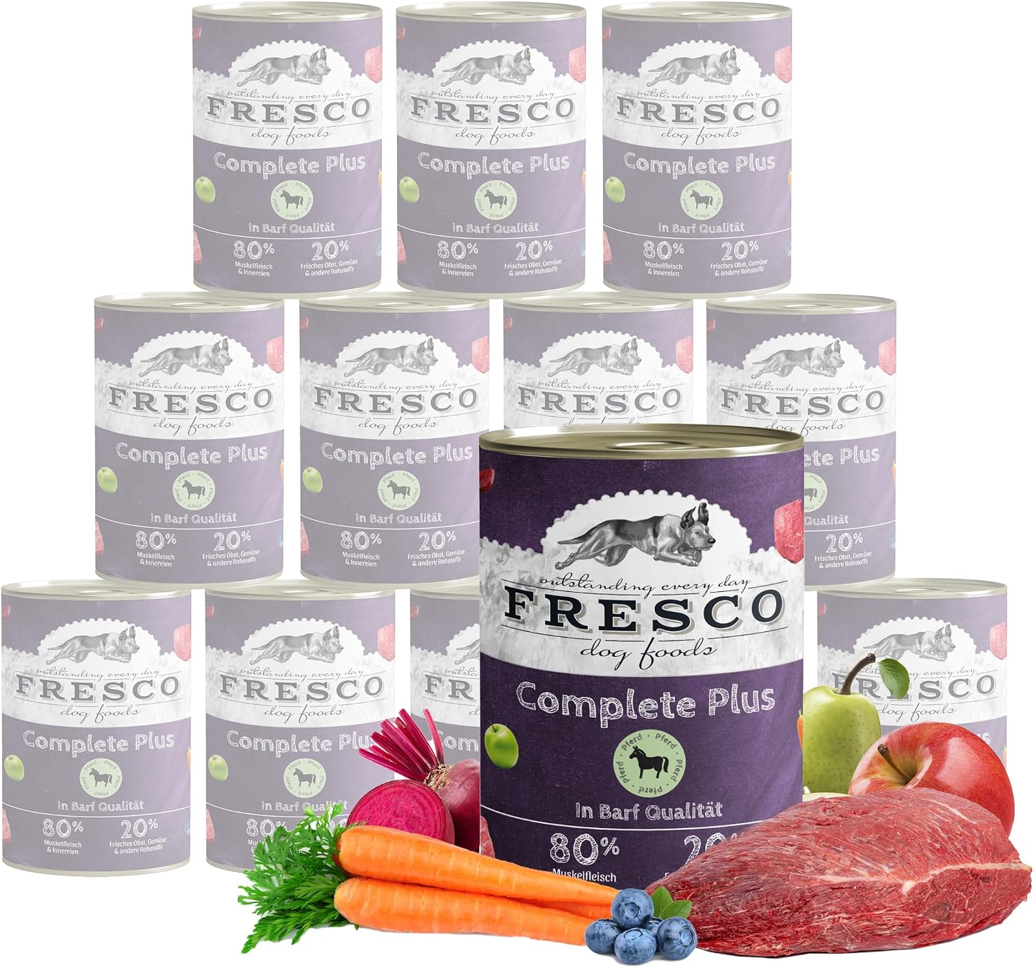 FRESCO Dog NassBARF Rind 12x400g Hundefutter getreidefrei verschiedene Sorten Mo