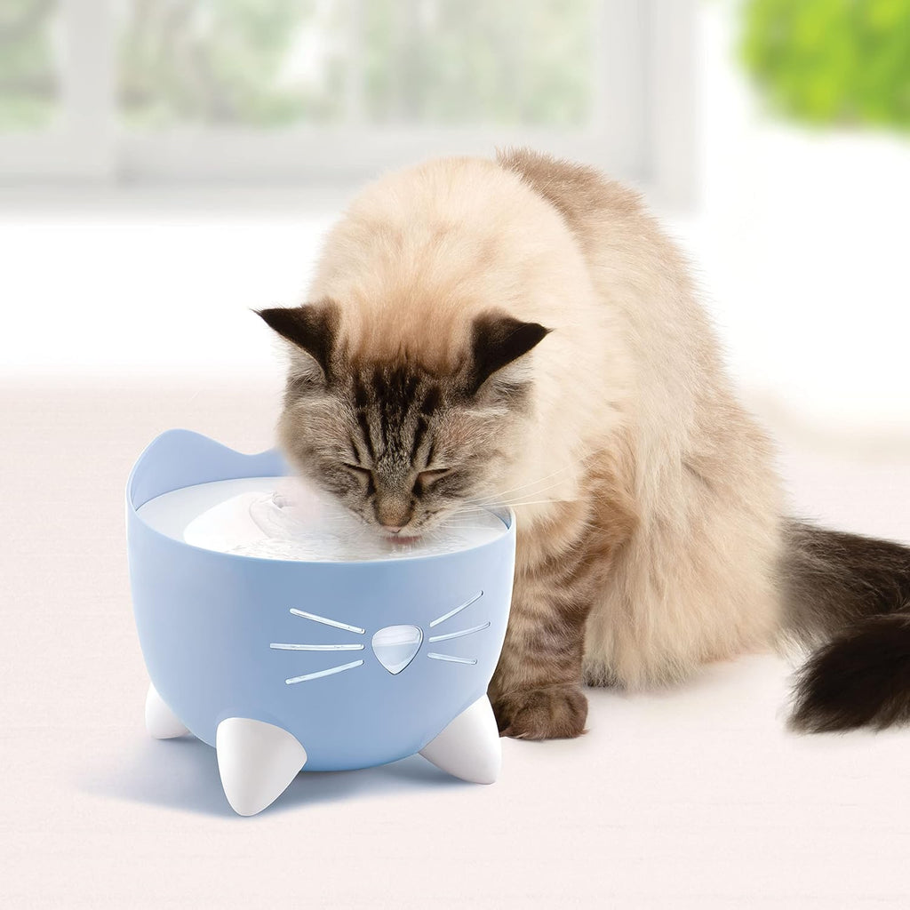 Catit Pixi Trinkbrunnen 2,5L Blau fuer Katzen leiser Wasserspender