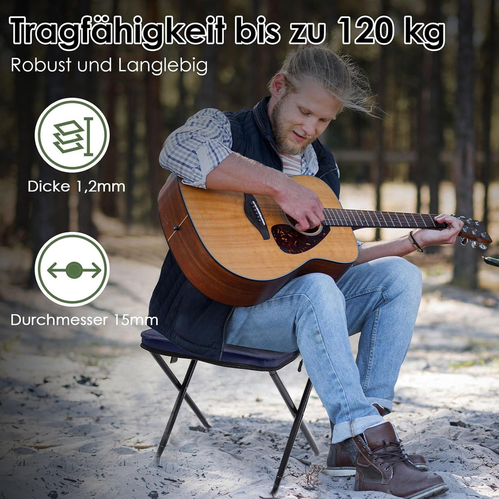 MOONCY Klapphocker faltbar 33×26,5×32 cm - leichter Camping‑ und Angelhocker bis