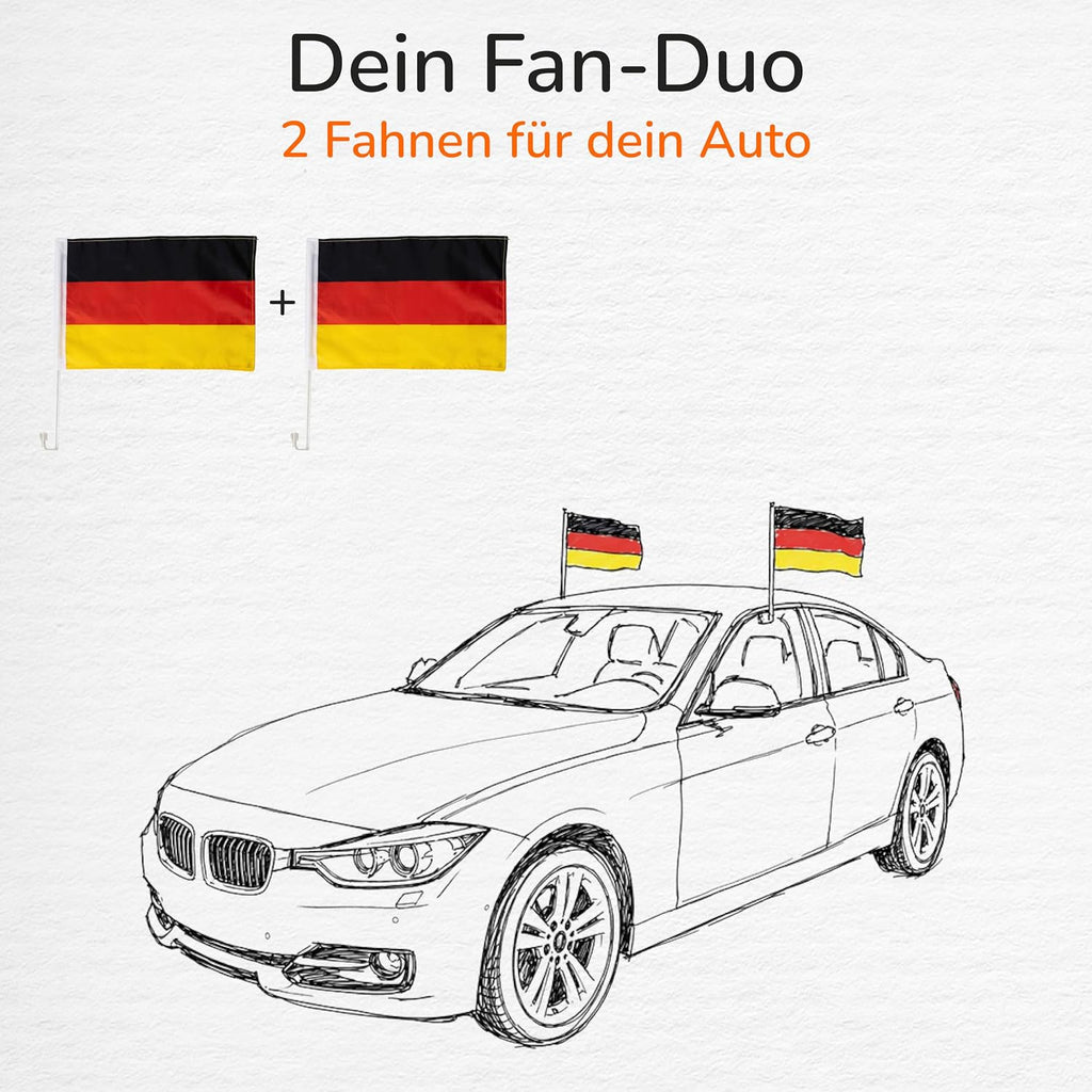 Upgrade4cars 2x Deutschland Autofahne 45x30 cm Schwarz Rot Gold Fanartikel