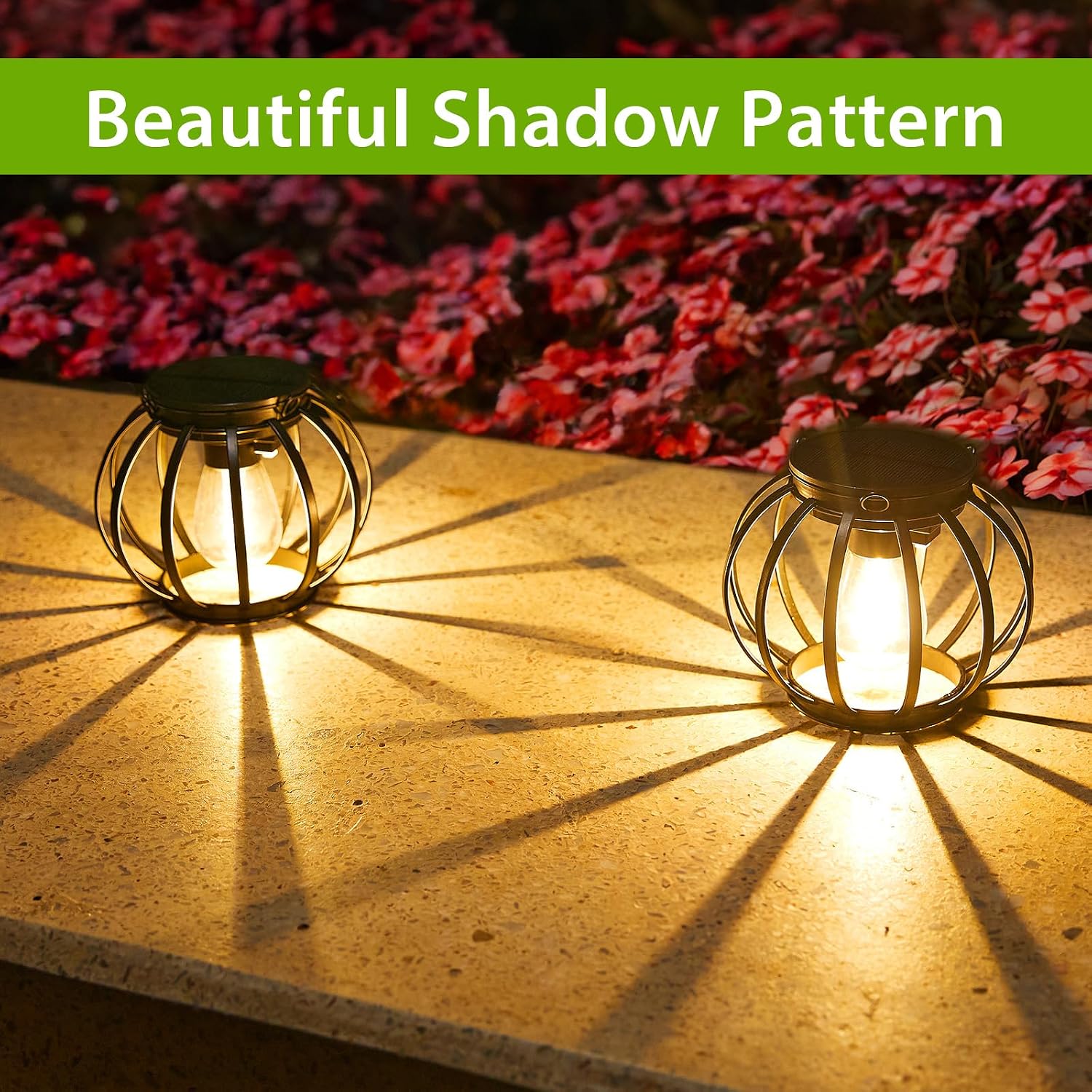 BUCASA Solar Haengelampen Aussen 2er Set LED IP65 Metall Garten Terrasse Balkon