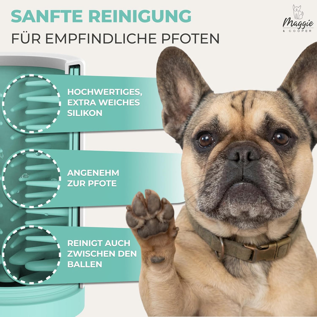 MAGGIE & COOPER Pfotenreiniger Groesse L mit weichen Buersten und Mikrofasertuch
