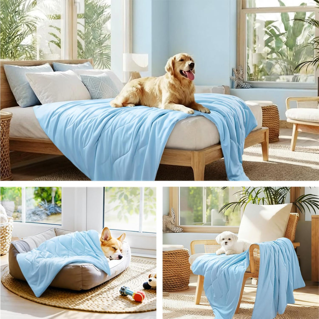 luciphia Kühlmatte Hund Katze L 102x153 cm Hellgrau Halsumfang 89cm-204cm