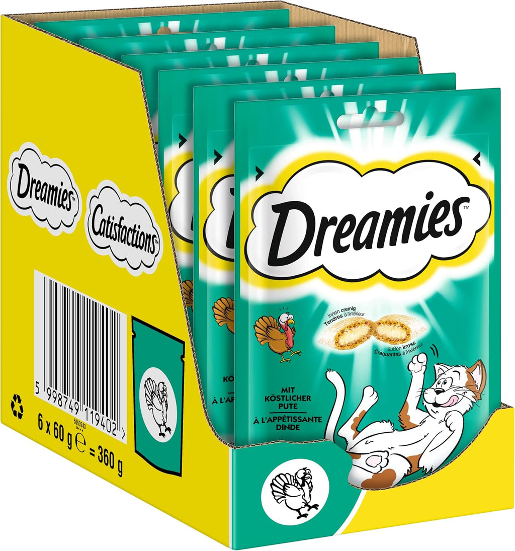 Dreamies Katzensnacks 12x60g () verschiedene Sorten Huhn Kaese Lachs