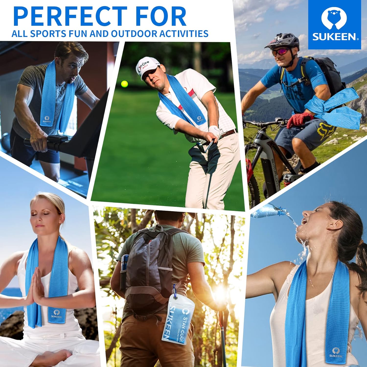 Sukeen Kuehlendes Handtuch Set fuer Sport Wandern Laufen Tennis Reisen