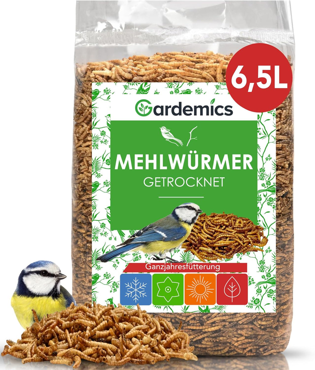 Gardemics Mehlwuermer getrocknet Insektenfutter fuer Voegel Fische Reptili