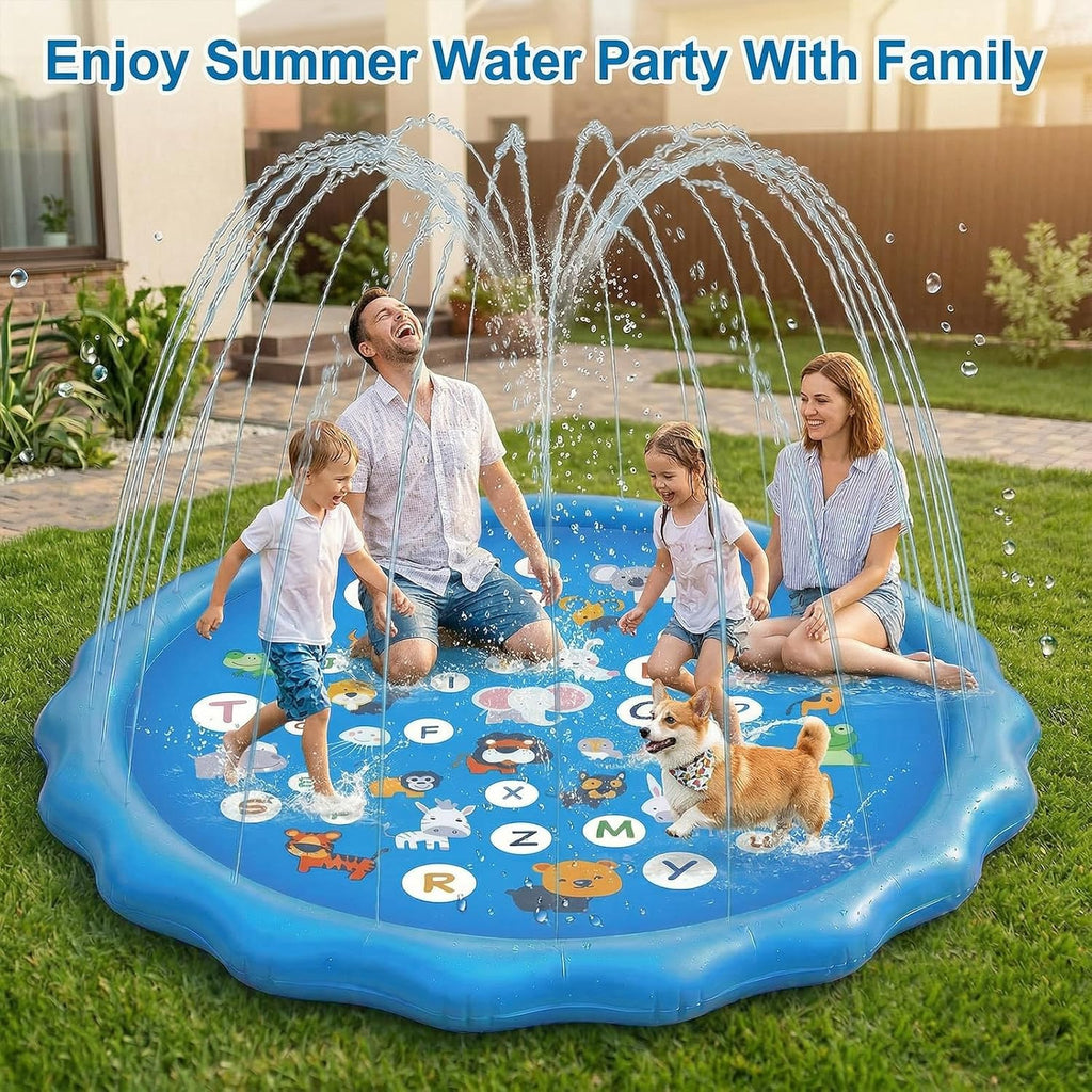 Ninonly Splash Pad 170 cm Wasserspielmatte hoehenverstellbar Anti-Rutsch