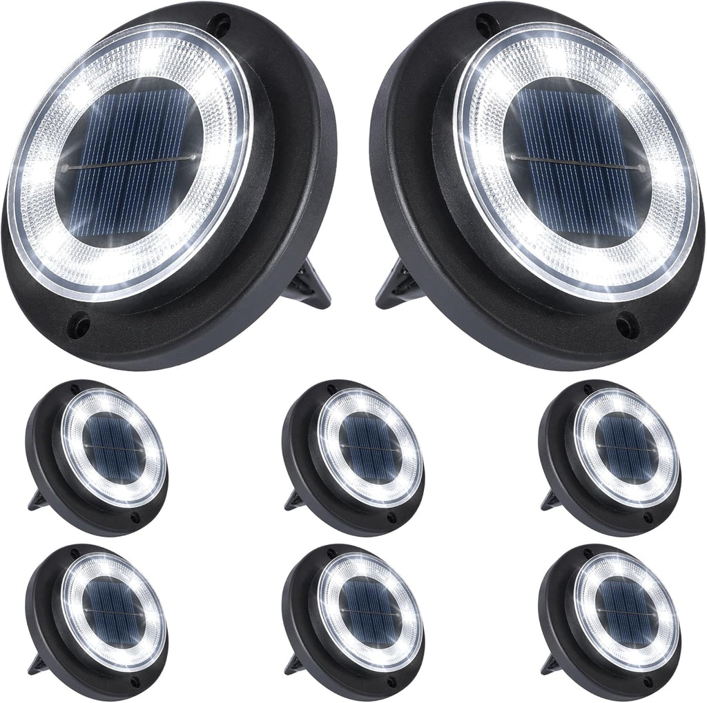 Flacchi Solar Bodenleuchten Aussen 8 LEDs Warmweiss 8 Stueck wasserdicht Garten