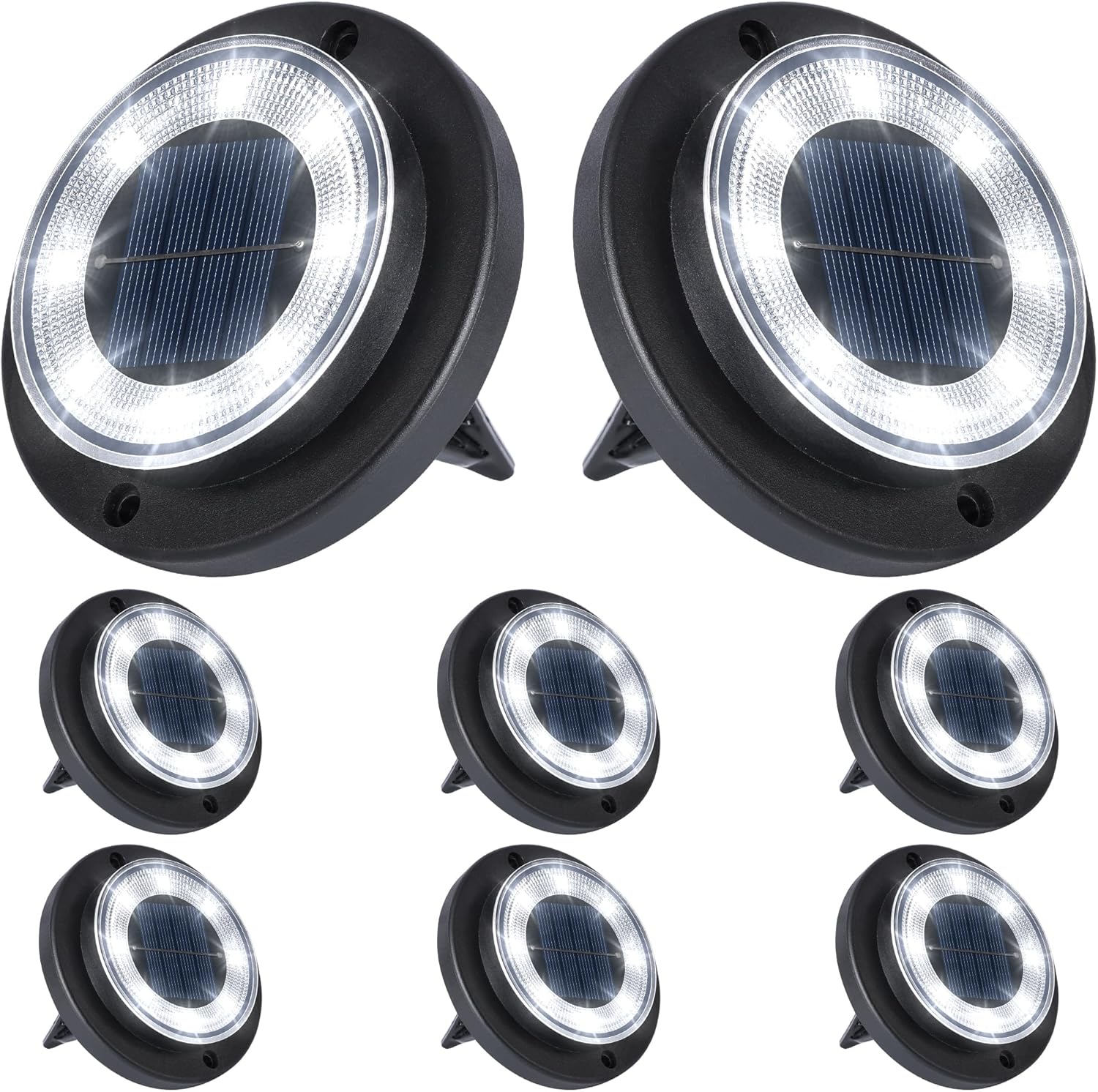 Flacchi Solar Bodenleuchten Aussen 8 LEDs Warmweiss 8 Stueck wasserdicht Garten