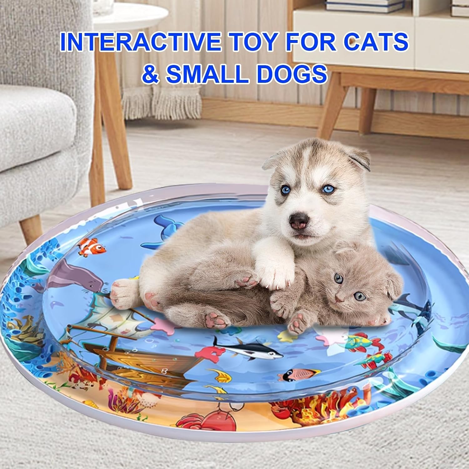Interaktive Wasserspielmatte fuer Katze und Hund mit Sensor Sommer