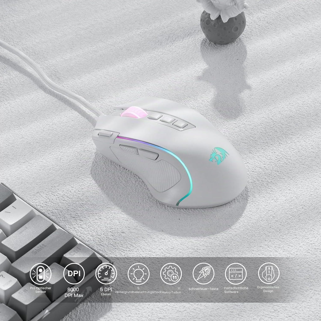 Redragon M612 Predator RGB Gamingmaus 8000 DPI kabelgebunden 11 Tasten