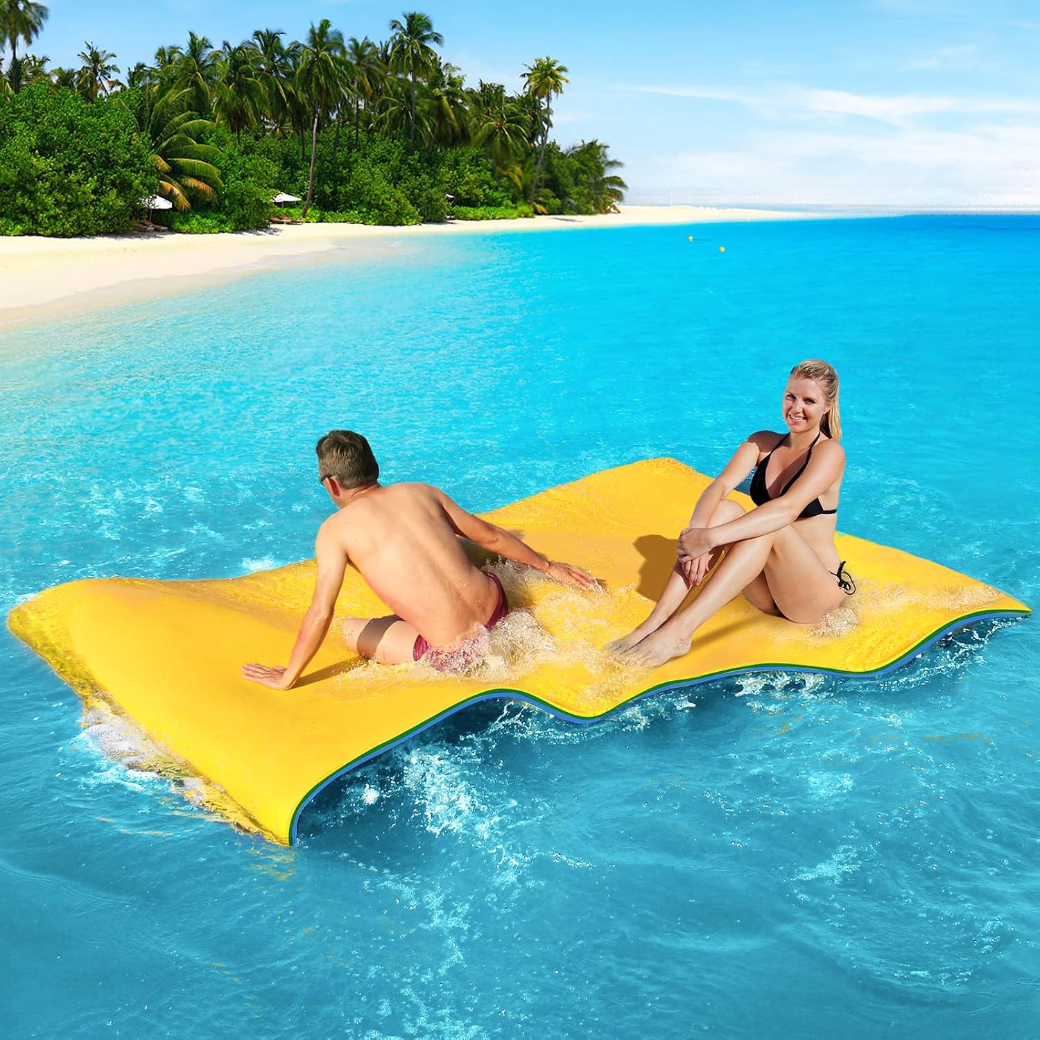 CTSC Floating Mat Schwimminsel 3-lagig XPE Schaum Wassermatte See Pool Strand