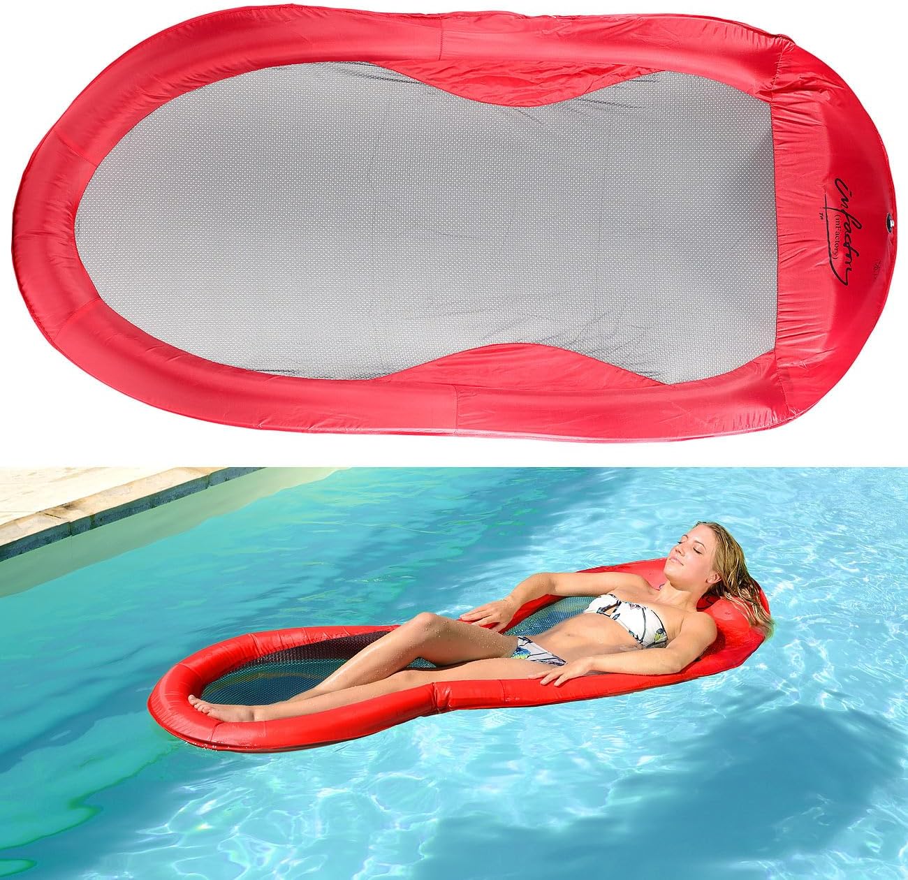 infactory Schwimmhaengematte 200 x 90 cm mit Netz und Tragetasche