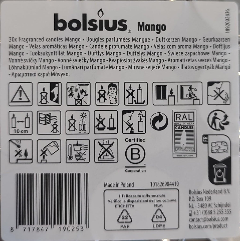 Bolsius Duft-Teelichter Rosa Orchidee 18 Stueck 3,5 Std Brenndauer Vegan