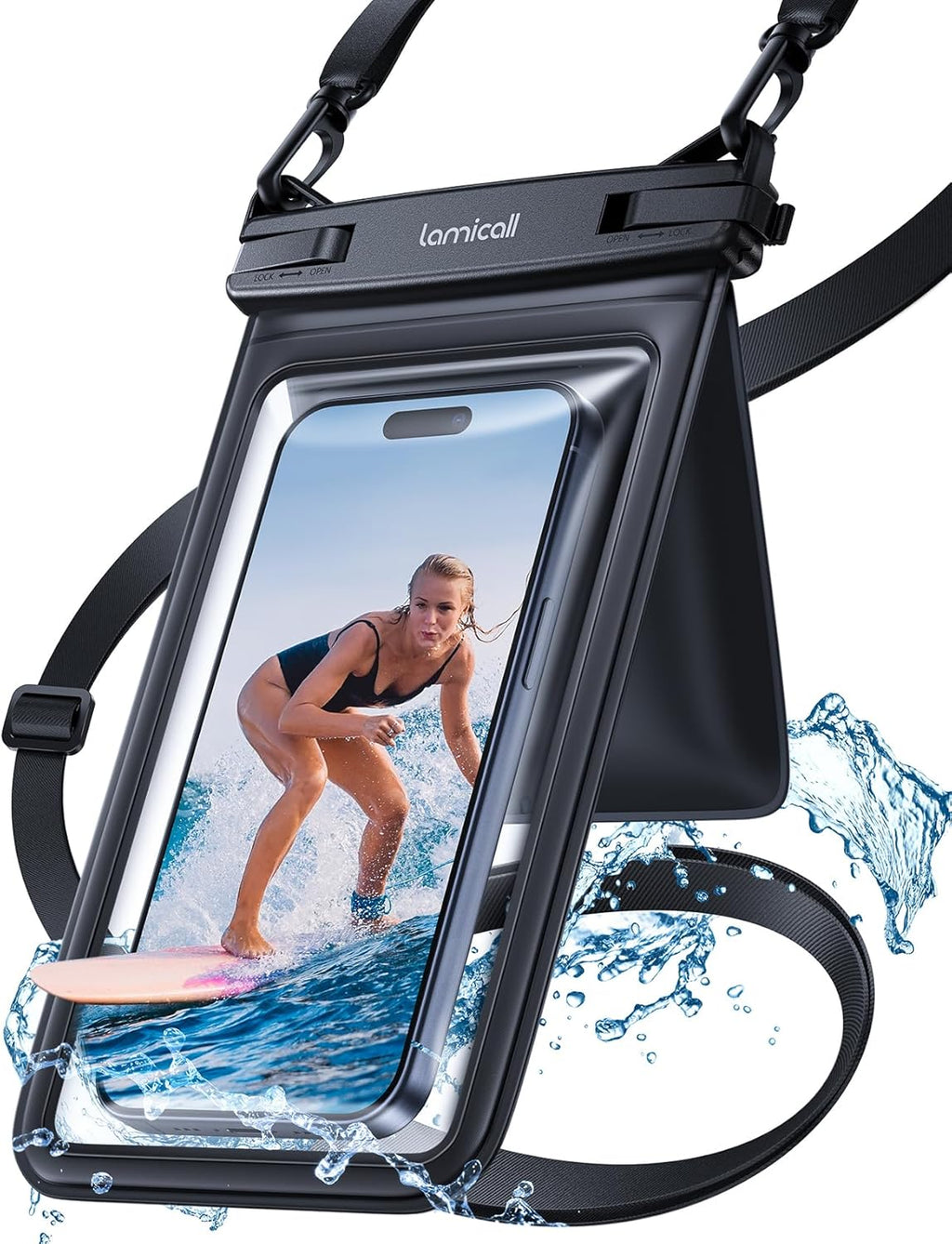 Lamicall IPX8 wasserdichte Handytasche mit doppelter Tasche bis 7,5
