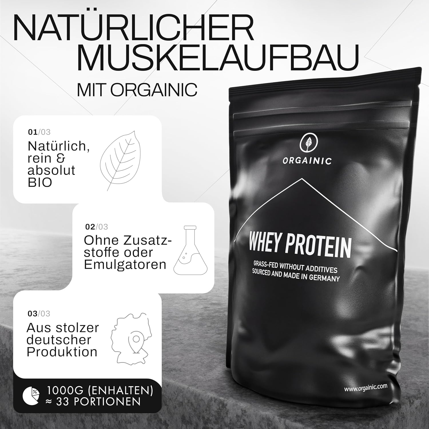 Orgainic Bio Whey Protein Pulver aus Deutschland, verschiedene Sorten