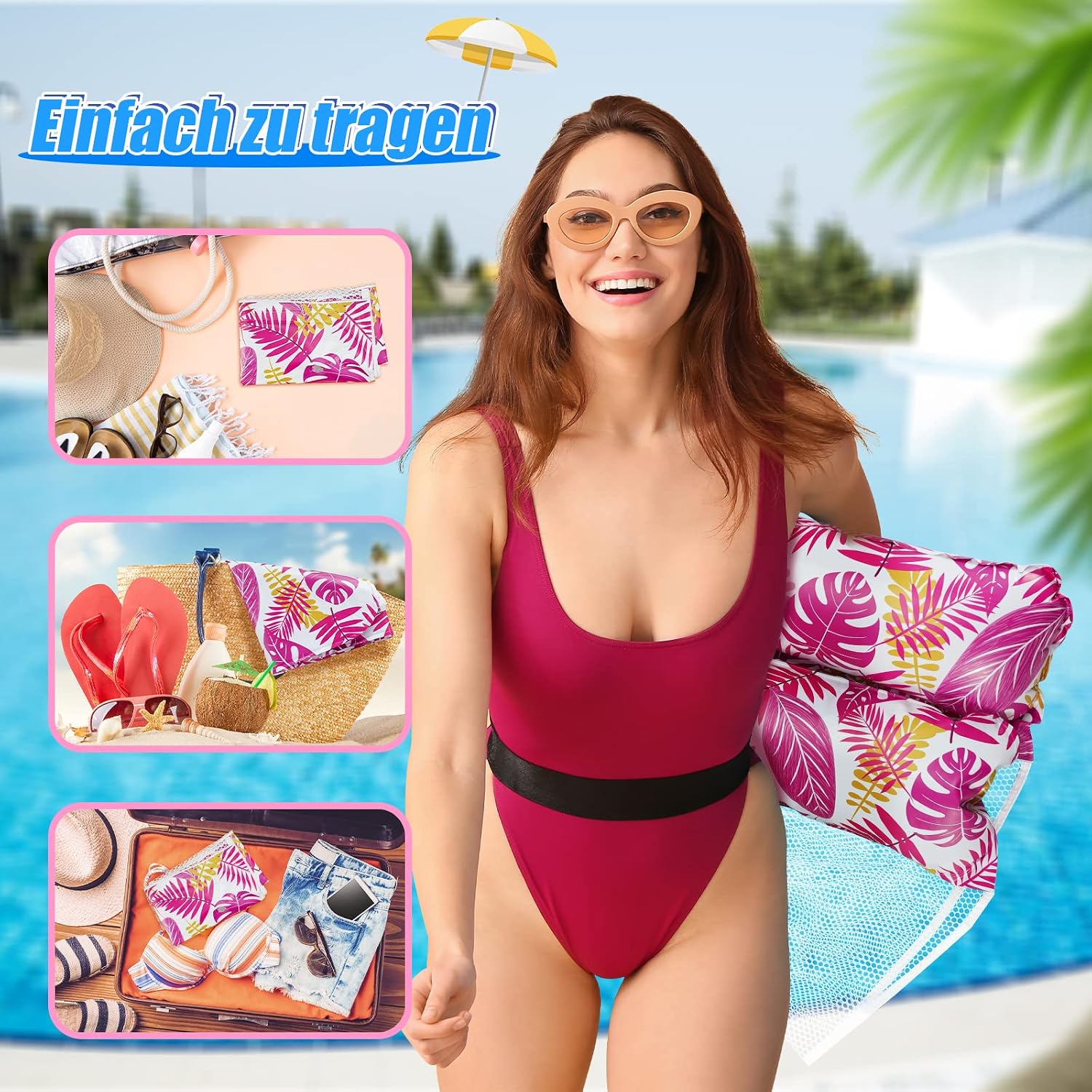 WEARXI Luftmatratze XL 4-in-1 Wasserhaengematte Pool 2er Set Zubehoer