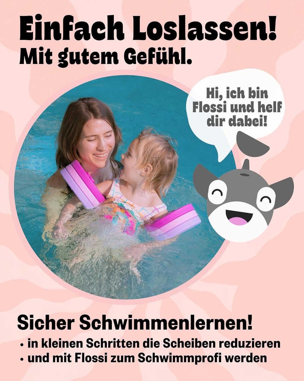 Schwimmlernhilfe Kinder 1-8 Jahre TUeV geprueft mit Sportbeutel Abzeichen