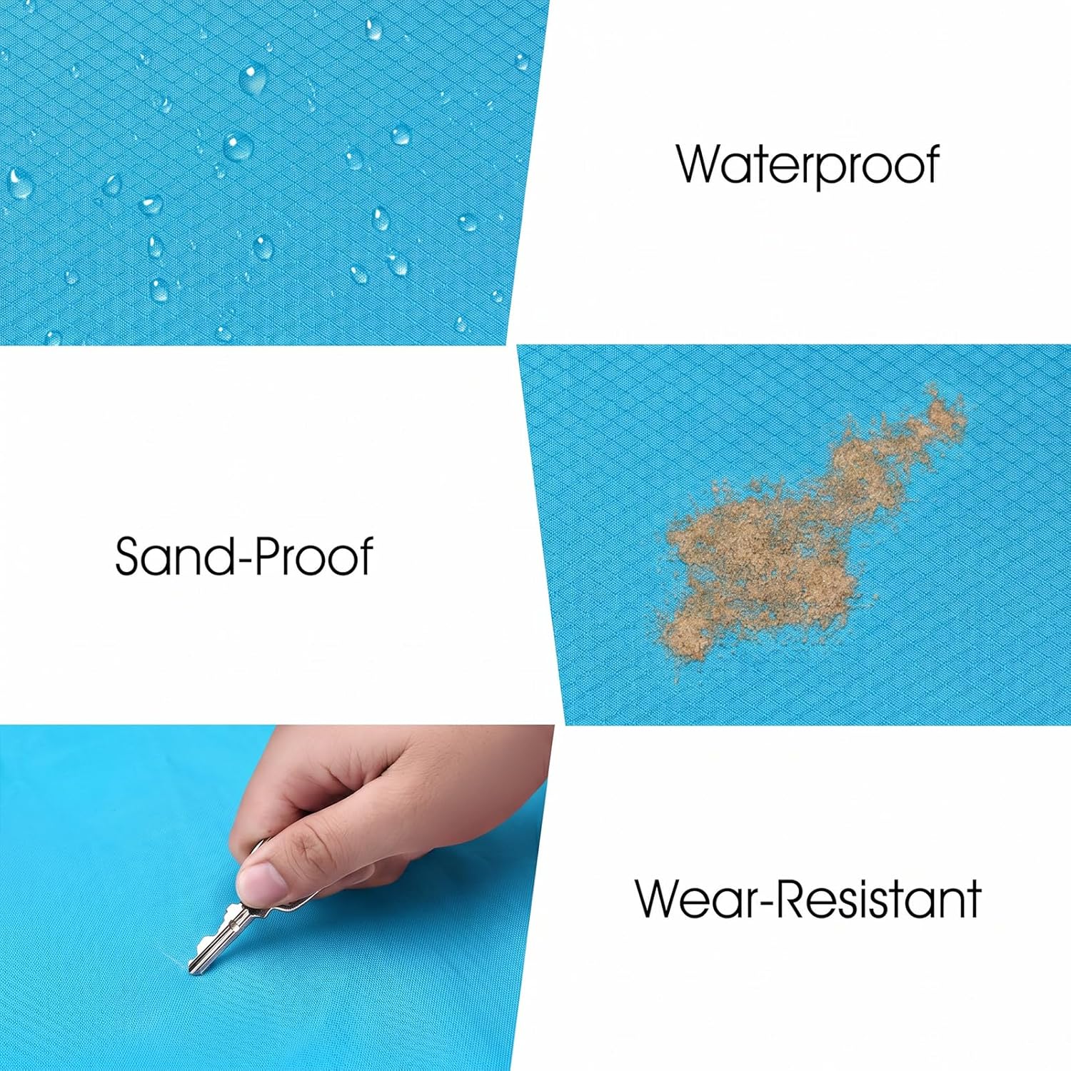 Xinjoduz 110x70 cm Sandfreie Stranddecke wasserdicht ultraleicht blau