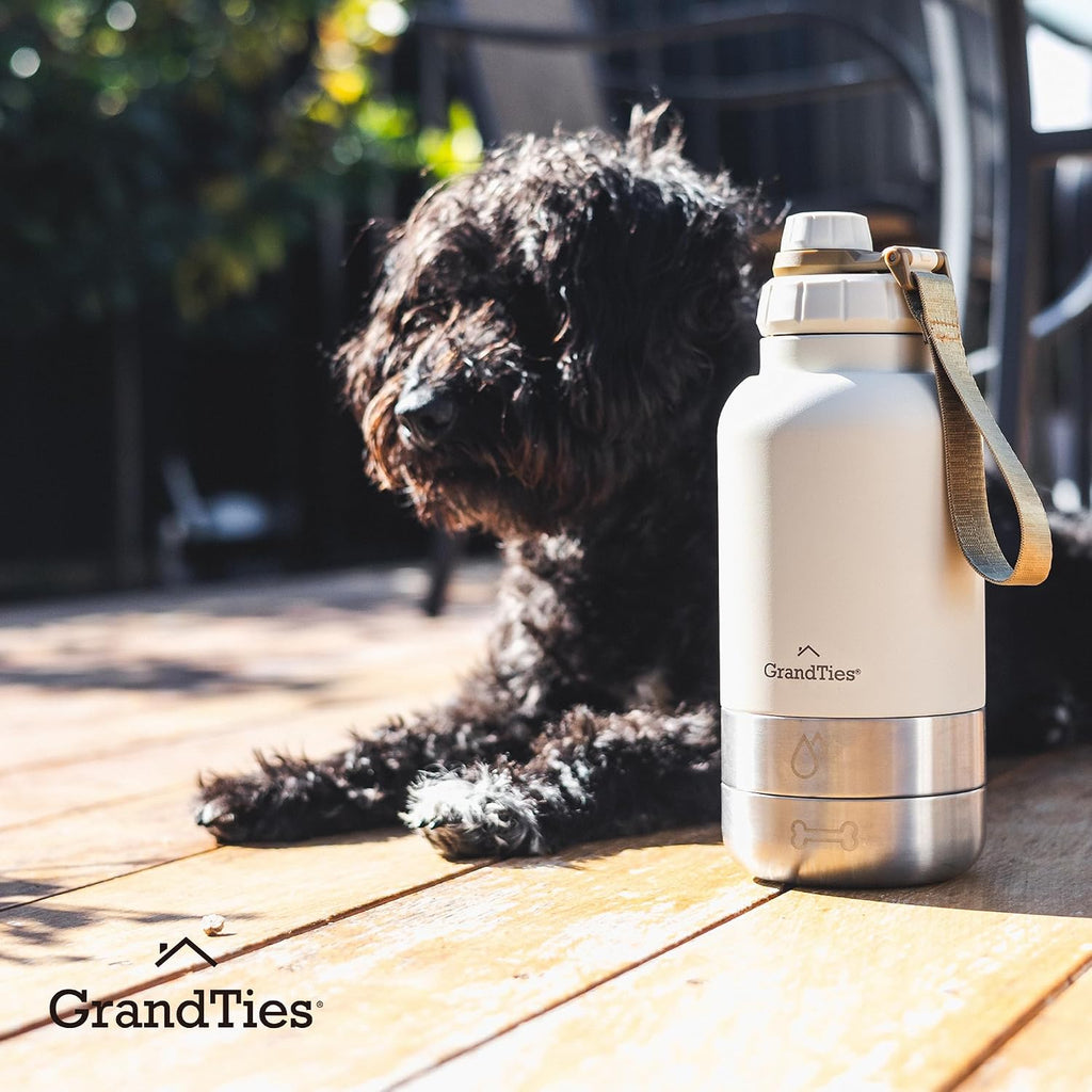 GrandTies tragbare Hundewasserflasche mit 2 abnehmbaren Naepfen, auslaufsi
