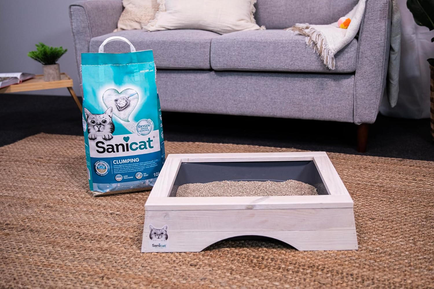 Sanicat Klumpstreu 10 L mit Marseille Duft Geruchsstop Katzenstreu