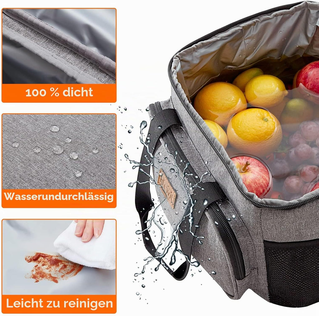 Lifewit Kuehltasche faltbar Isolierte Thermotasche Umhaengetasche Grau