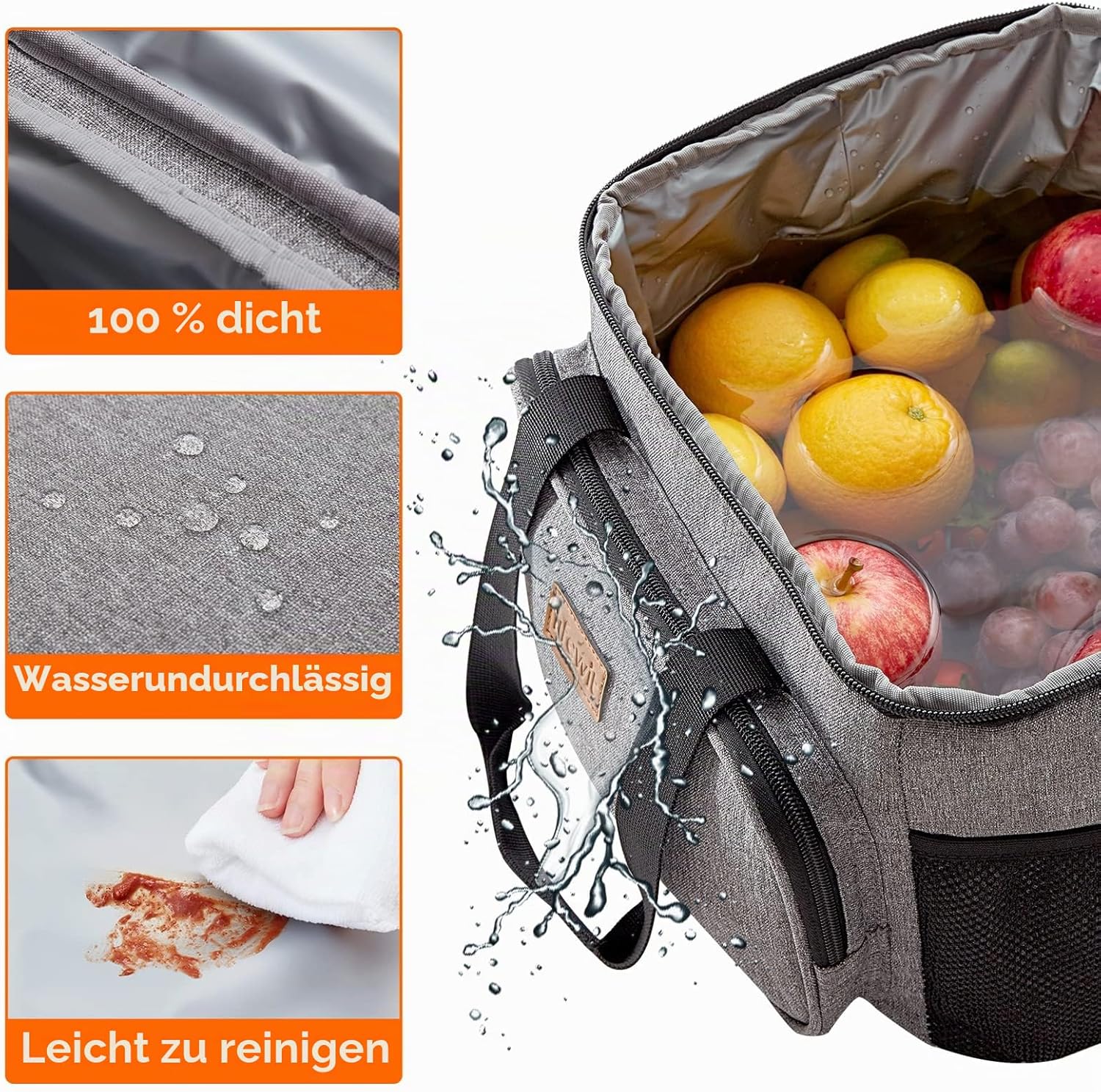 Lifewit Kuehltasche faltbar Isolierte Thermotasche Umhaengetasche Grau