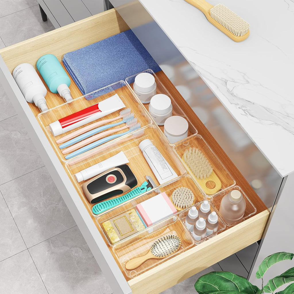 Schubladen Organizer 12er Set fuer Make-up, Buero, Kueche und Bad, 4 Groessen