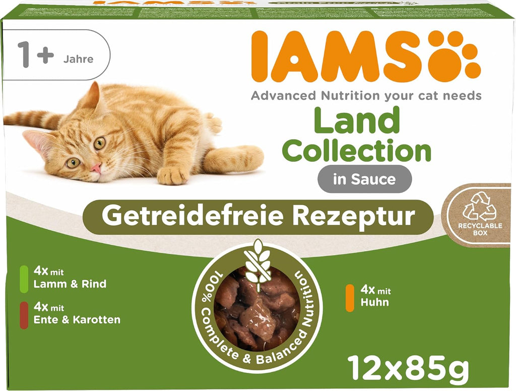 IAMS Delights Land Collection Katzenfutter Nass 12 x 85g getreidefrei ab 1 Jahr