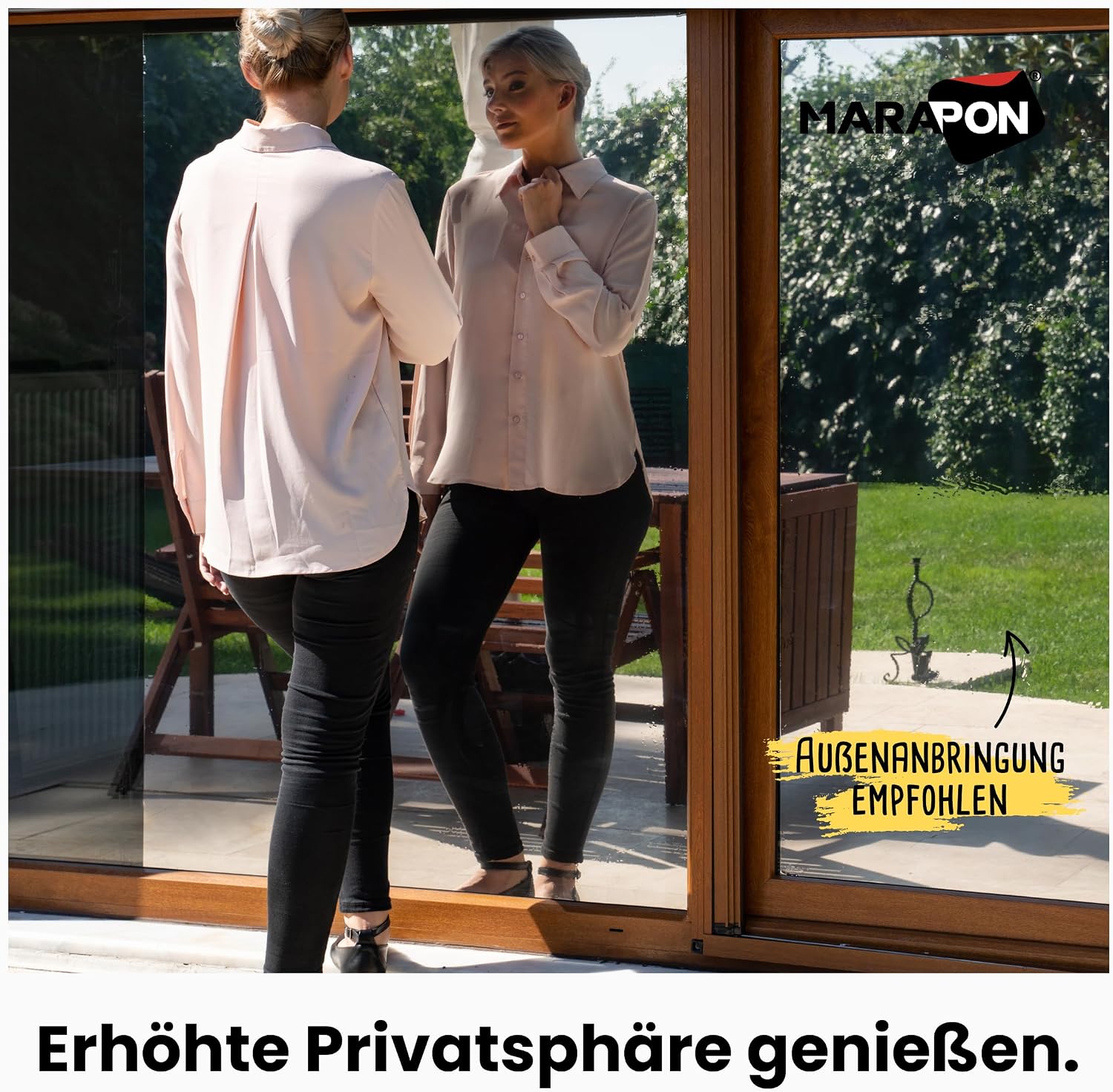 MARAPON Fensterfolie selbstklebend Sichtschutz Milchglasfolie Anti-UV 1,05x2 m (