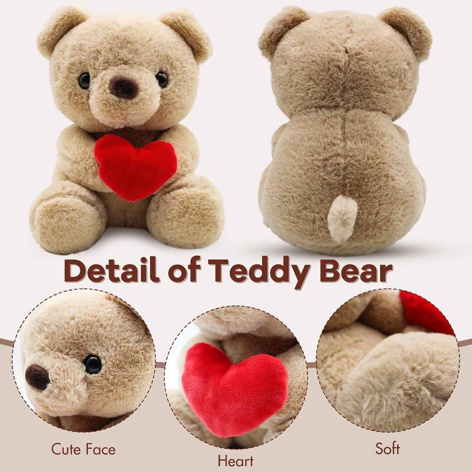 Teddybaer Plueschtier 25 cm hellbraun Kuscheltier Teddy