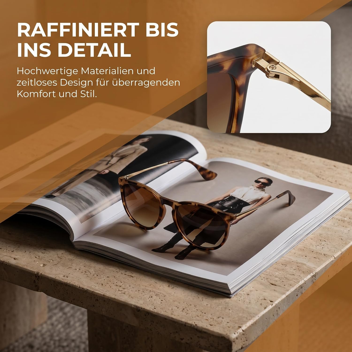 Charfia Polarisierte Sonnenbrille Damen und Herren rund UV-Schutz