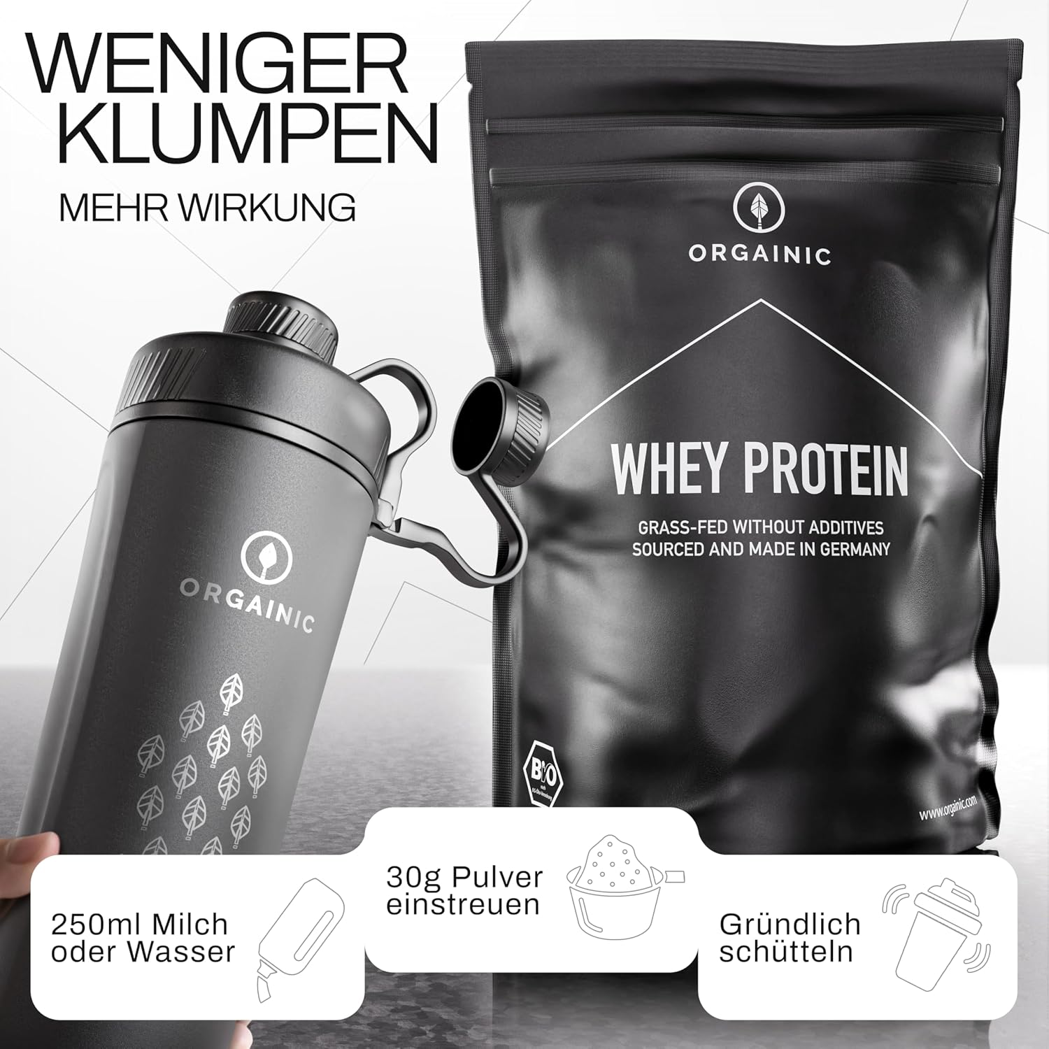 Orgainic Bio Whey Protein Pulver aus Deutschland, verschiedene Sorten