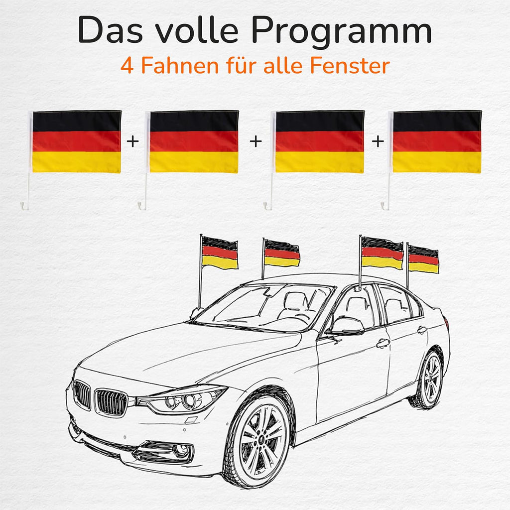 Upgrade4cars 2x Deutschland Autofahne 45x30 cm Schwarz Rot Gold Fanartikel
