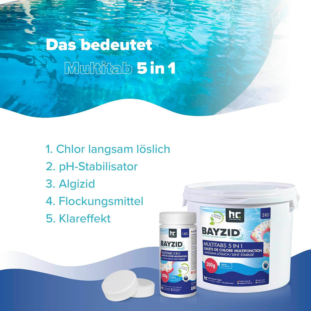 BAYZID Chlor Multitabs 5in1 Chlortabletten Poolpflege