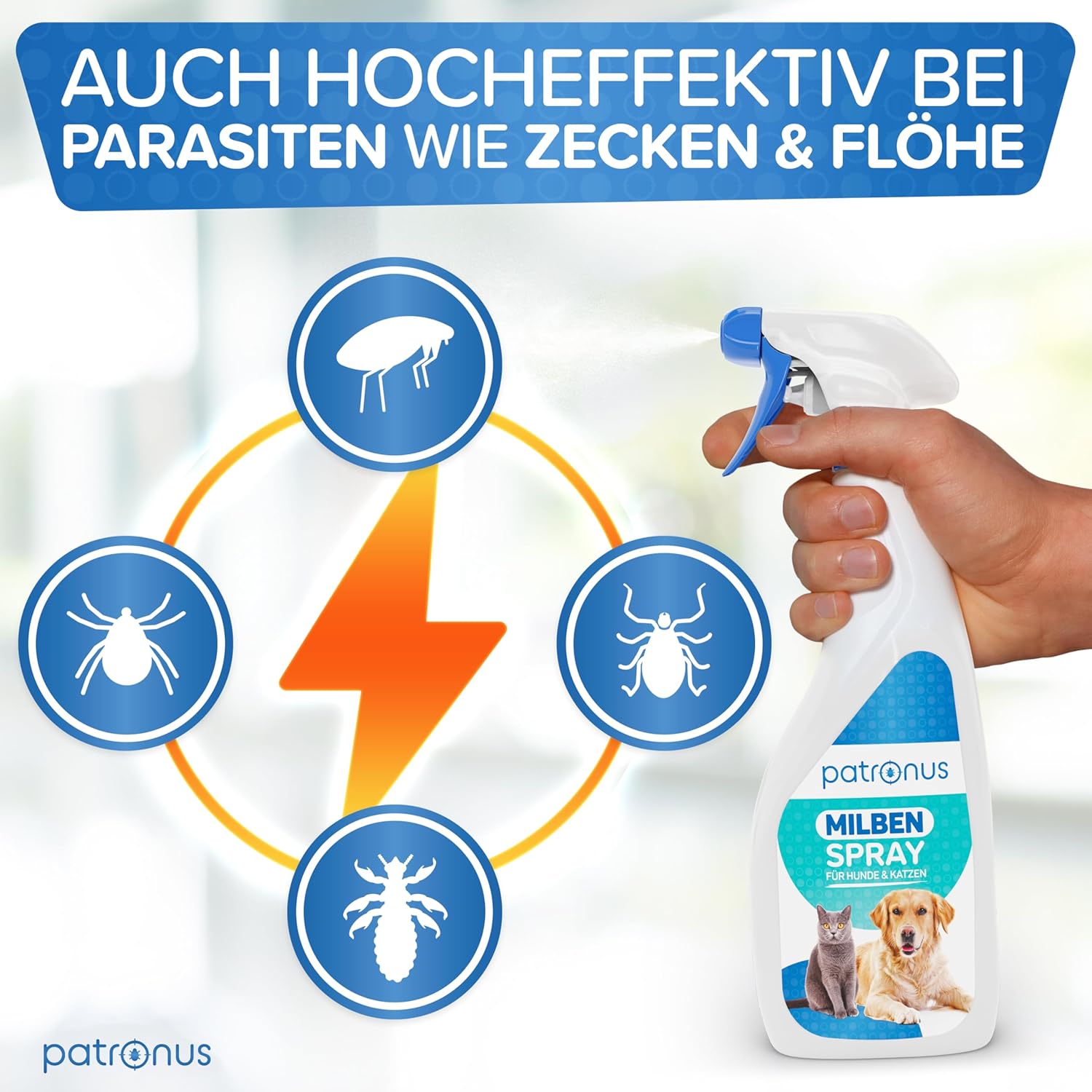 Milbenspray für Hunde & Katzen 500ml mit ätherischen Ölen dezenter Duft