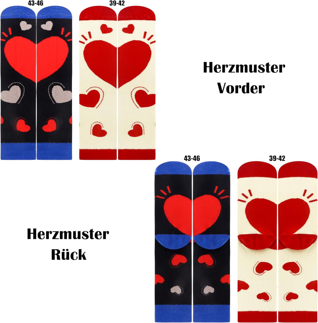 Herz Socken 2 Paar fuer Paare Geschenk Jahrestag Valentinstag Gr. Einheitsgroesse