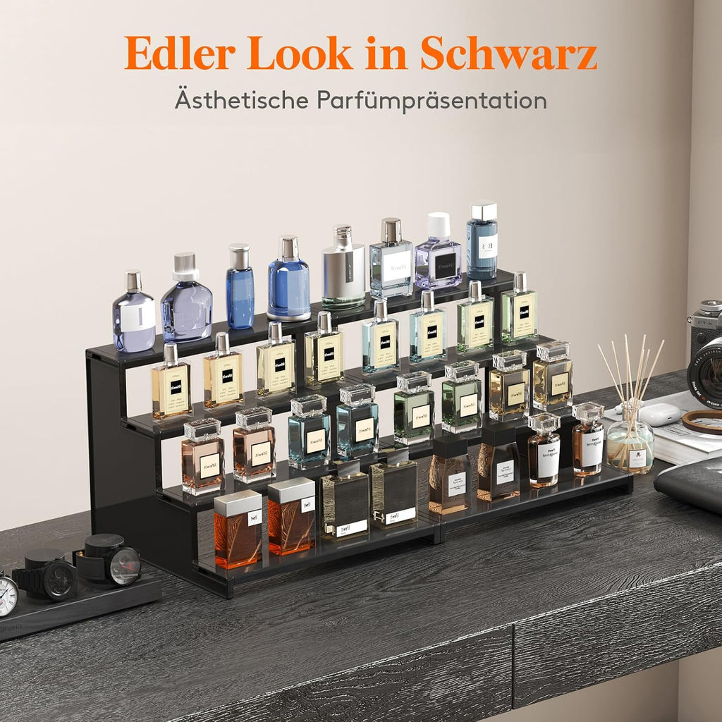 Lifewit Acryl Display 4 Ebenen Schwarz 30 cm - 2er-Set - 22,8cm-30,5cm