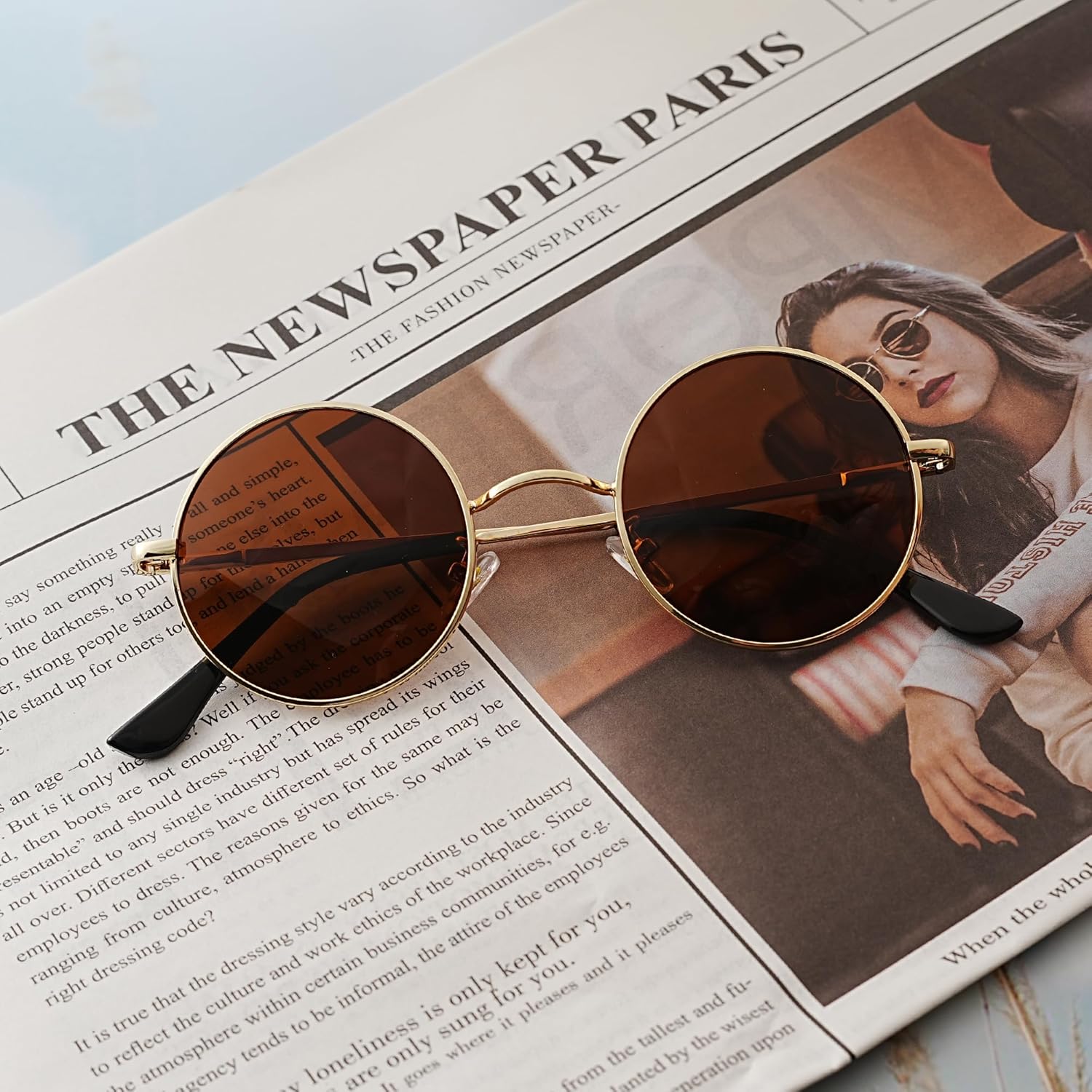 Polarisiert Sonnenbrille Herren Damen UV400 Metallrahmen rund Retro