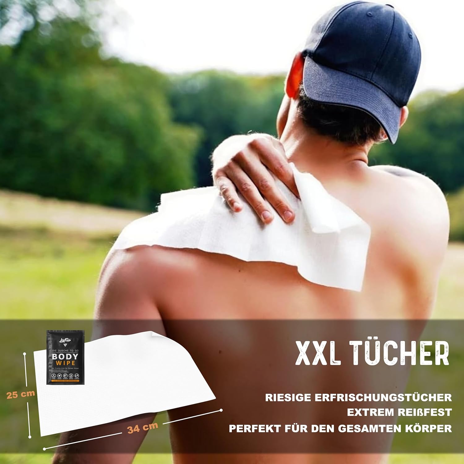 Body Wipes XXL Einmalwaschlappen 10 einzeln verpackte Feuchttuecher Gesicht Koerpe