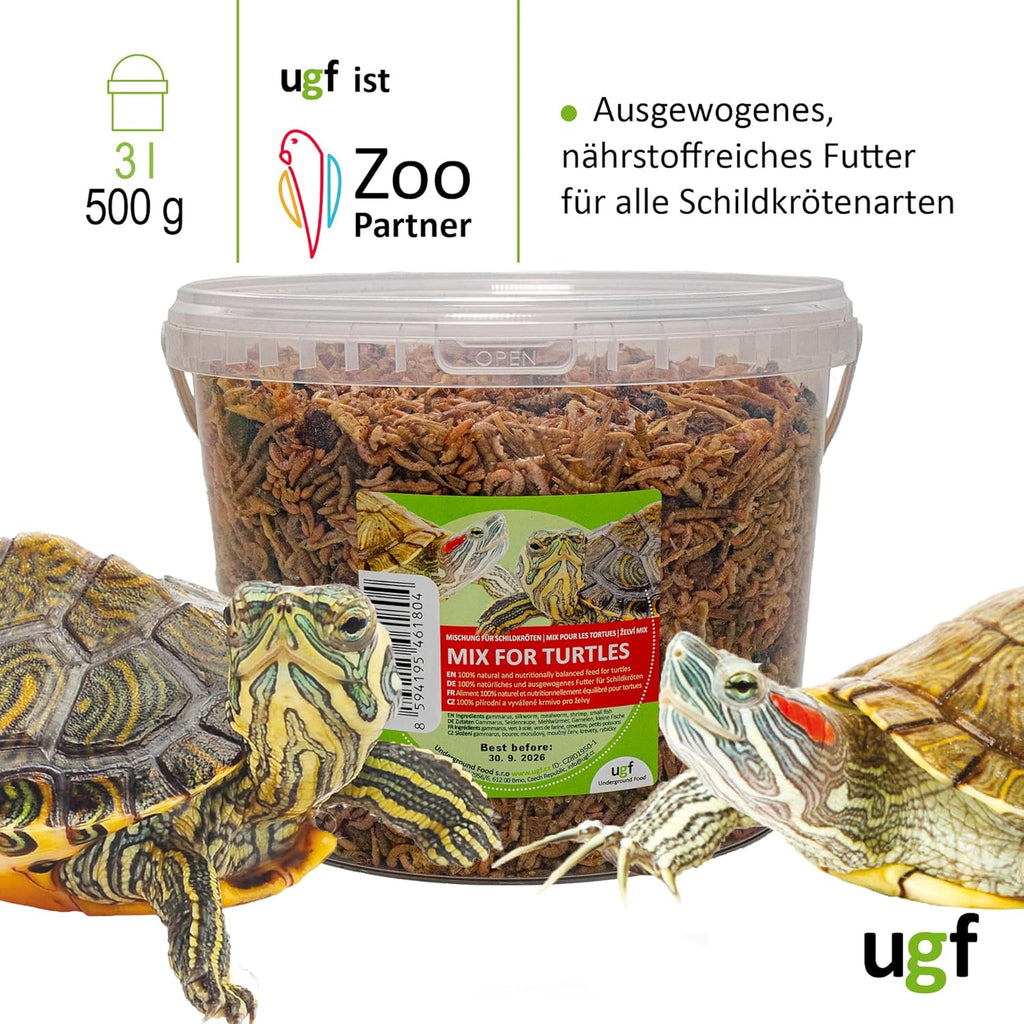 UGF Schildkroetenfutter Mix 500 g Eimer - Gammarus, Mehlwuermer, Garnelen, Fisch