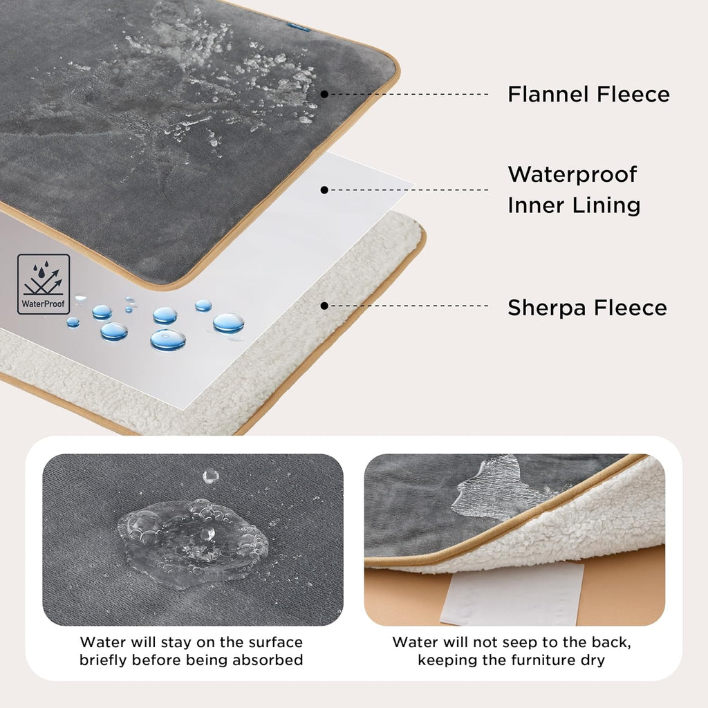 LE SURE Hundedecke 100x80 cm wasserdicht Sherpa Fleece Grau