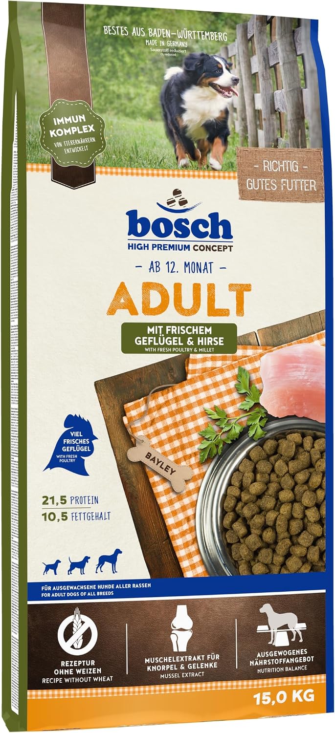 Bosch HPC Adult Trockenfutter fuer Hunde mit frischem Gefluegel und Hirse