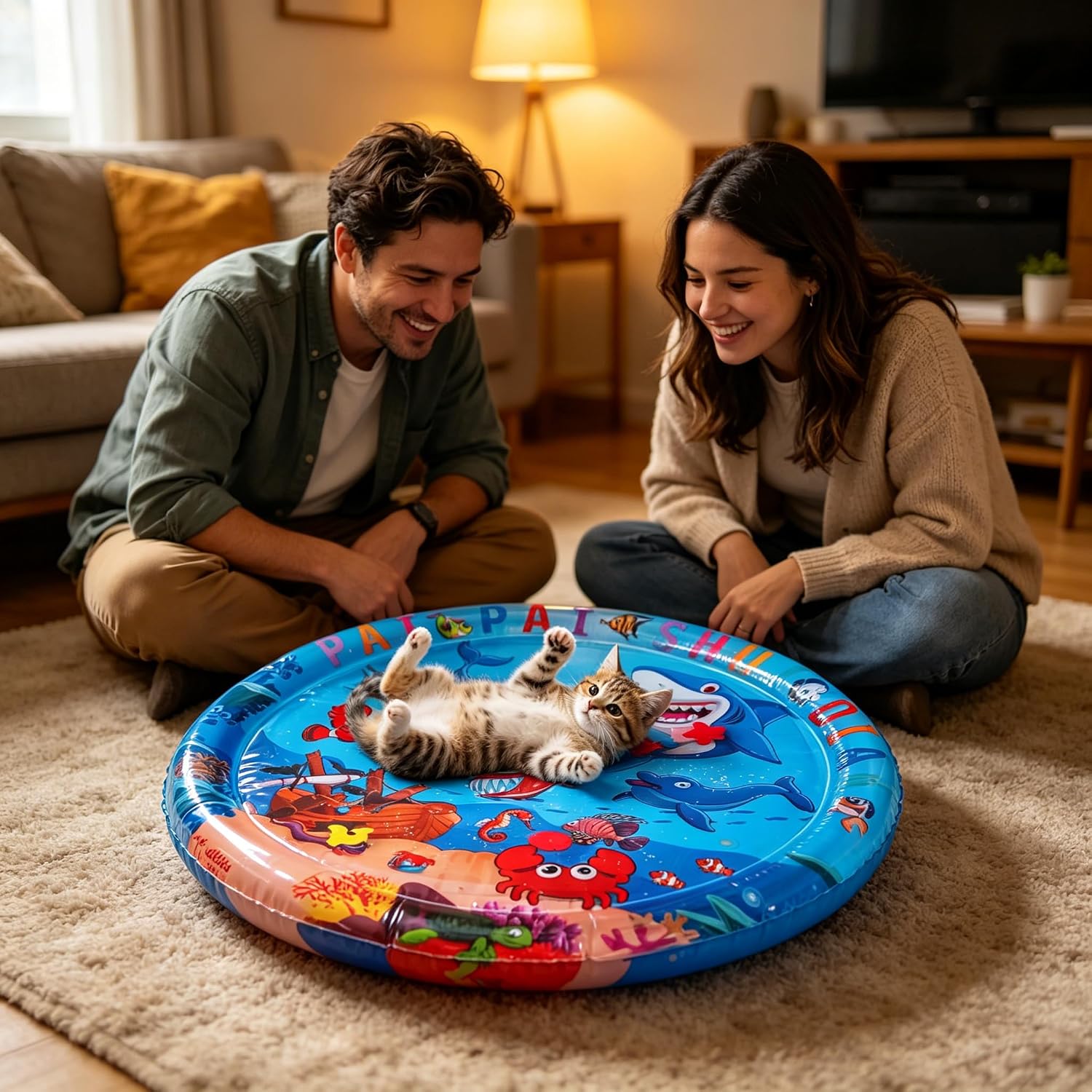 Wassermatte 100 x 100 cm Baby Aufblasbar Tummy Time Sensorische Spielmatte