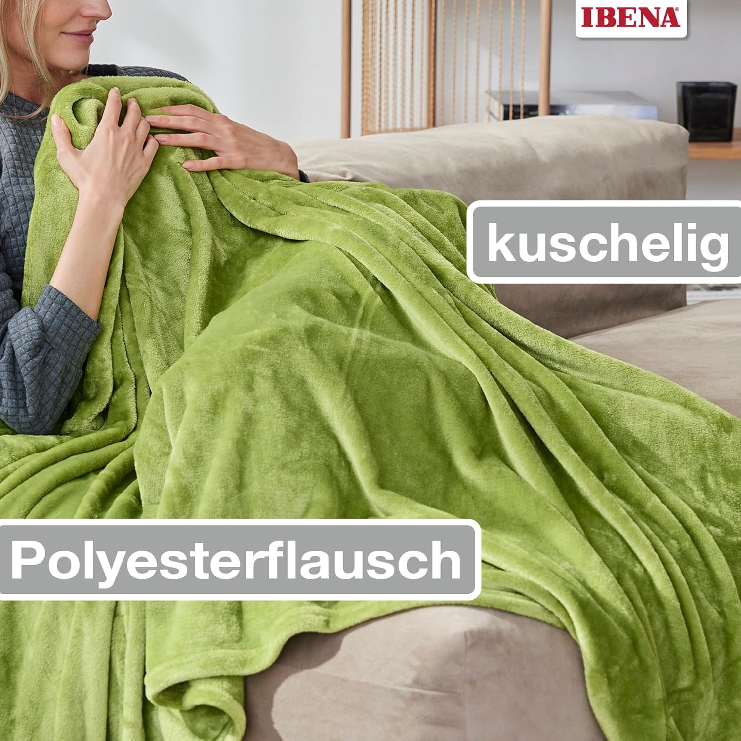 Ibena Kuscheldecke Olbia 130x180 cm beige Fleecedecke 180cm-200cm
