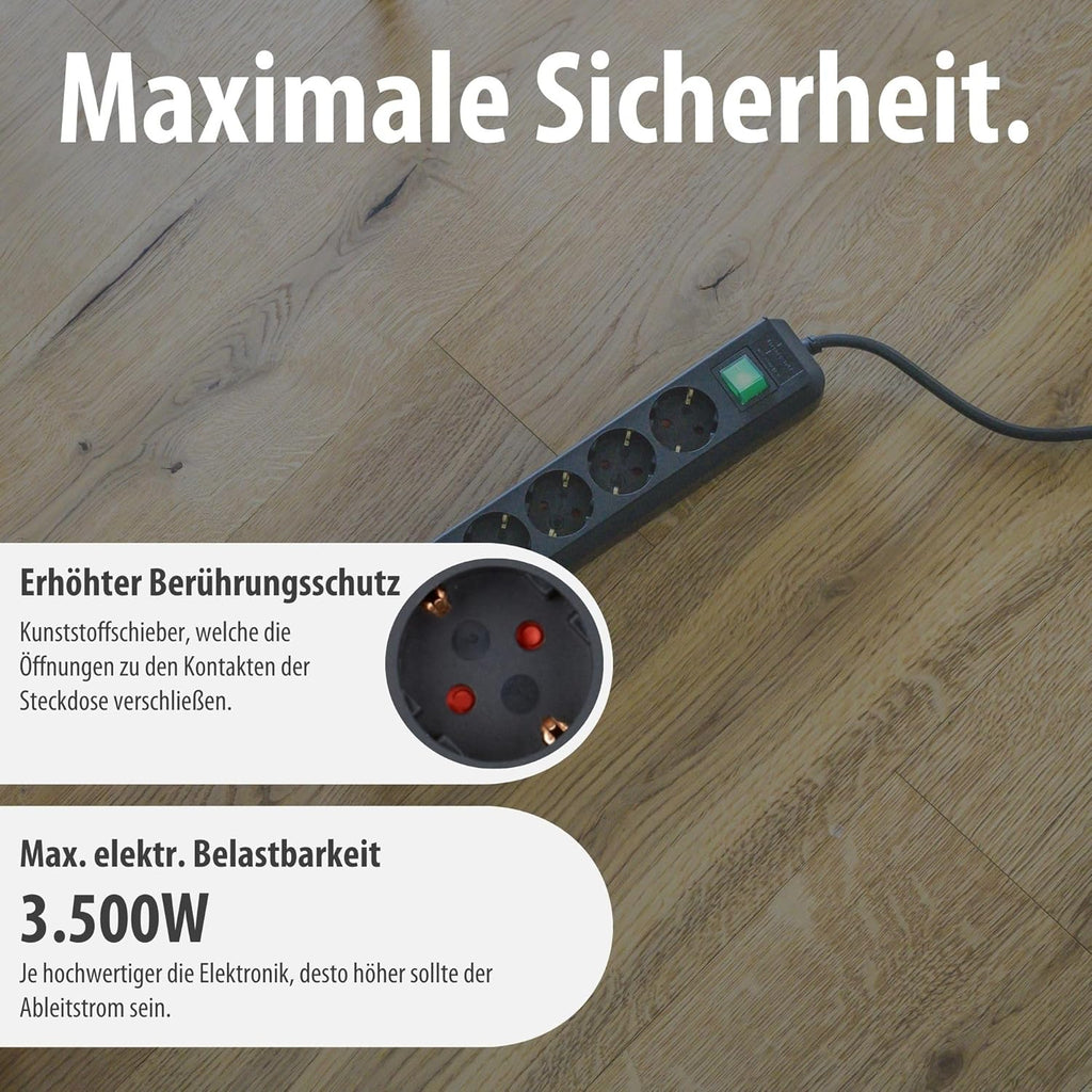 Brennenstuhl Eco-Line Steckdosenleiste 6-fach mit Schalter, 1,5m Kabel