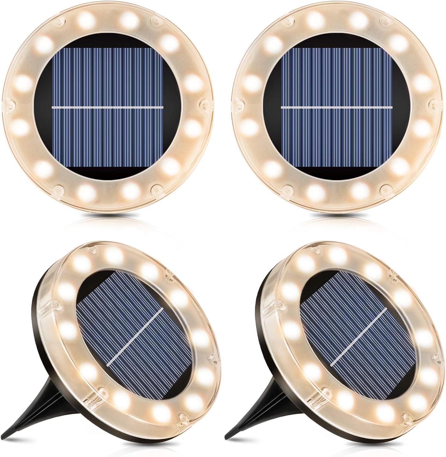 Solar Bodenleuchte 12 LED warmweiss IP65 4er Set Garten Weg Einfahrt