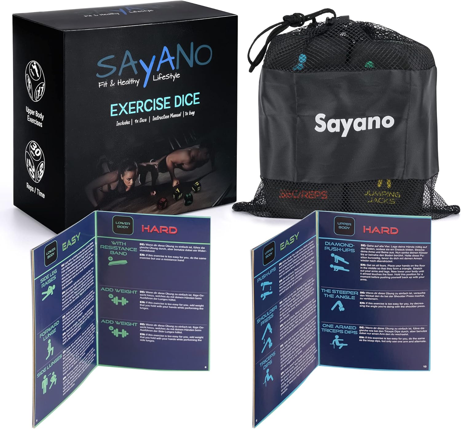 Fitnesswuerfel Set 4 Stueck fuer Home und Outdoor Training mit Tasche und Anleitung