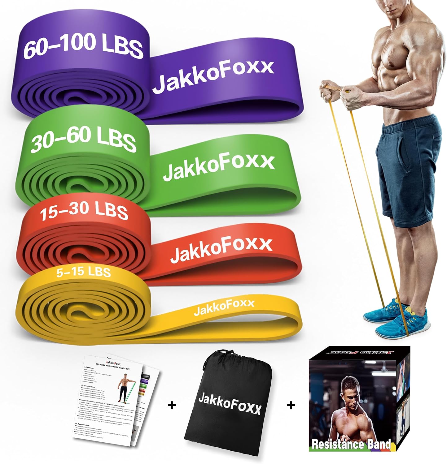 Fitnessbaender 4er Set Widerstandsband Dehnband Training Muskelaufbau