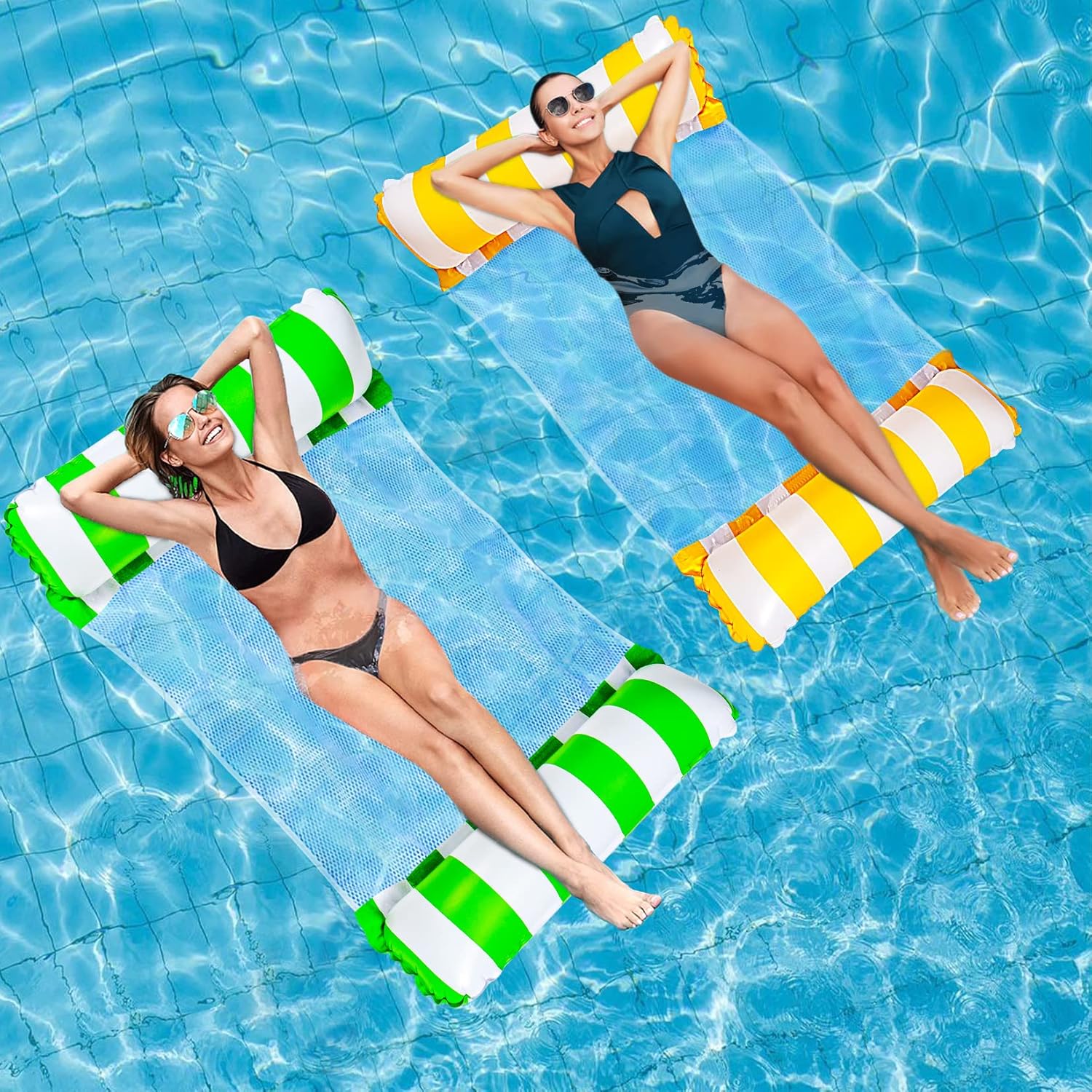 Idota Wasserhaengematte XL 4-in-1 mit Netz, aufblasbar, 2 Stueck